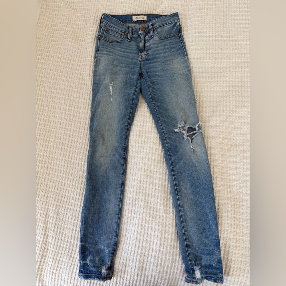Madewell Light Blue Ripped Skinny Jeans